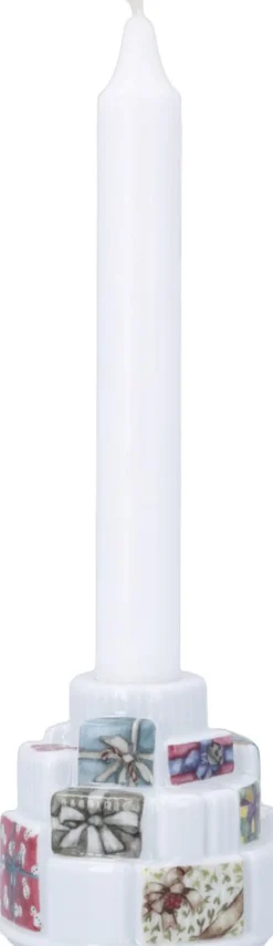 Hammershøi Christmas Gaver lysestage Ø7. 5 cm hvid m. deko