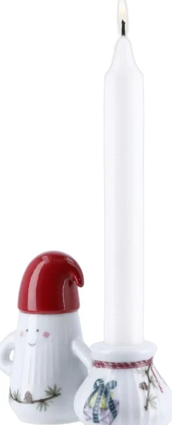 Hammershøi Christmas Nissefar lysestage H8. 5 hvid m. deko