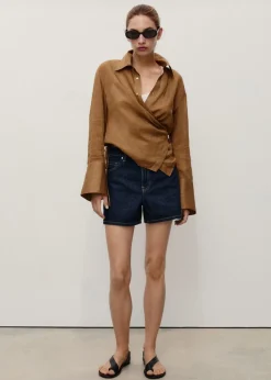 High-waisted straight-fit denim sho