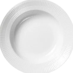 Hvid Riflet 21 cm. dyb tallerken