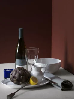 HVID RIFLET HALVBLONDE SKÅL 18 CM