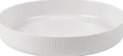 Hvid Riflet ovnfast fad rundt 27 cm.