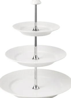 Hvid Riflet Étagère, 3 Lag