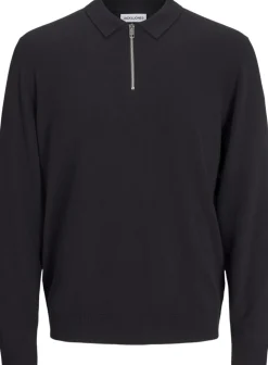 JJEEMIL KNIT POLO HALF ZIP LS NOOS