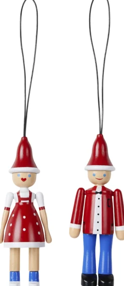 Julepynt Jule Ole & Jule Lise rød/blå/hvid