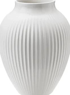 Knabstrup, vase, riller hvid, 12,5 cm