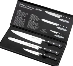 Knivsæt Licorne 3 dele Stål/Sort