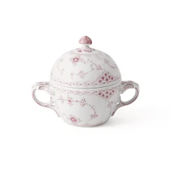 Koral Musselmalet Halvblonde Sukkerskål med låg 20 cl