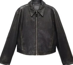 Lapels leather jacket