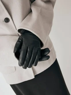 Læderhandsker med uld