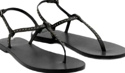 Leather sandals with mini studs