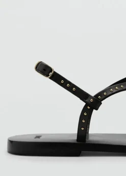 Leather sandals with mini studs