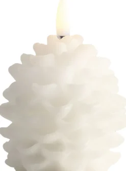 LED candle Pine cone, Nordic White, Smooth, 7x7 cm