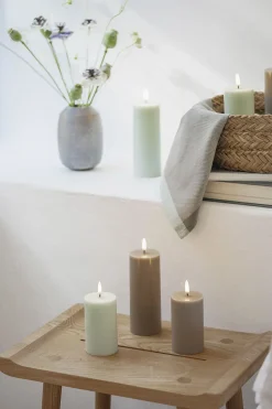 LED pillar candle, Dusty Green, Smooth, 5,8x15,2 cm
