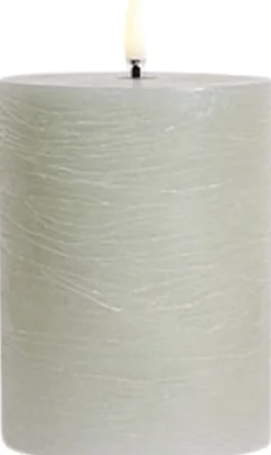 LED pillar candle, Dusty green