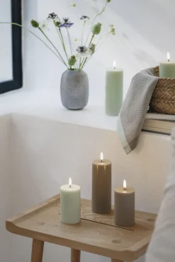 LED pillar candle, Sandstone, Smooth, 5,8x15,2 cm