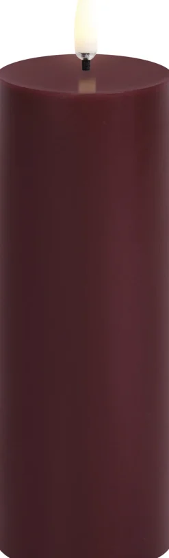 LED pillar candle, Wine red, Smooth, 5,8x15,2 cm