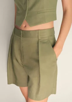 Linen-blend suit bermuda shorts