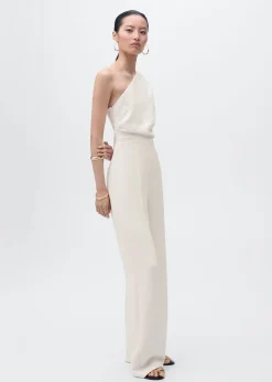 Long asymmetrical draped jumpsuit