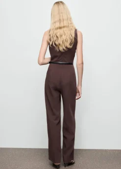 Long jumpsuit with draped neck and