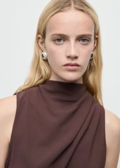 Long jumpsuit with draped neck and