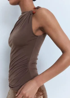 Lurex knitted top with crossed back