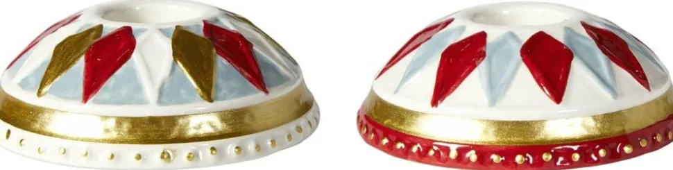 Lysestage m/harlekin 2ass D8x3 keramik