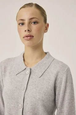Mabel 15 Langærmede polo strikcardigan - 100% Cashmere