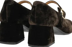 Mary Jane i blød velour med skulptu