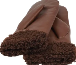 MATERA - FEMININE LEATHER MITTENS W/ CURLY SHEARLING