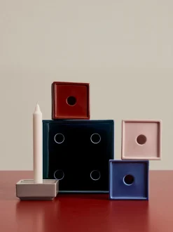 Mattone Candleholder-Large-Dark blu