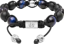 Men's Beaded Bracelet with Blue Tiger Eye and Black Onyx