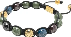 Men's Beaded Bracelet with Multicolored Ceramic & Gold Balls