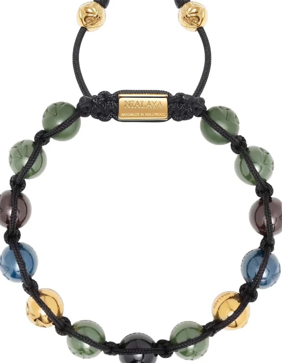Men's Beaded Bracelet with Multicolored Ceramic & Gold Balls