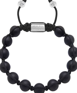 Men's Beaded Bracelet with Silver and Matte Onyx