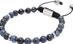 Men's Beaded Bracelet With Blue Dumortierite And Silver