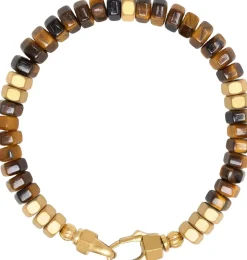 Men's Hexagon Beaded Bracelet with Tiger Eye and Gold