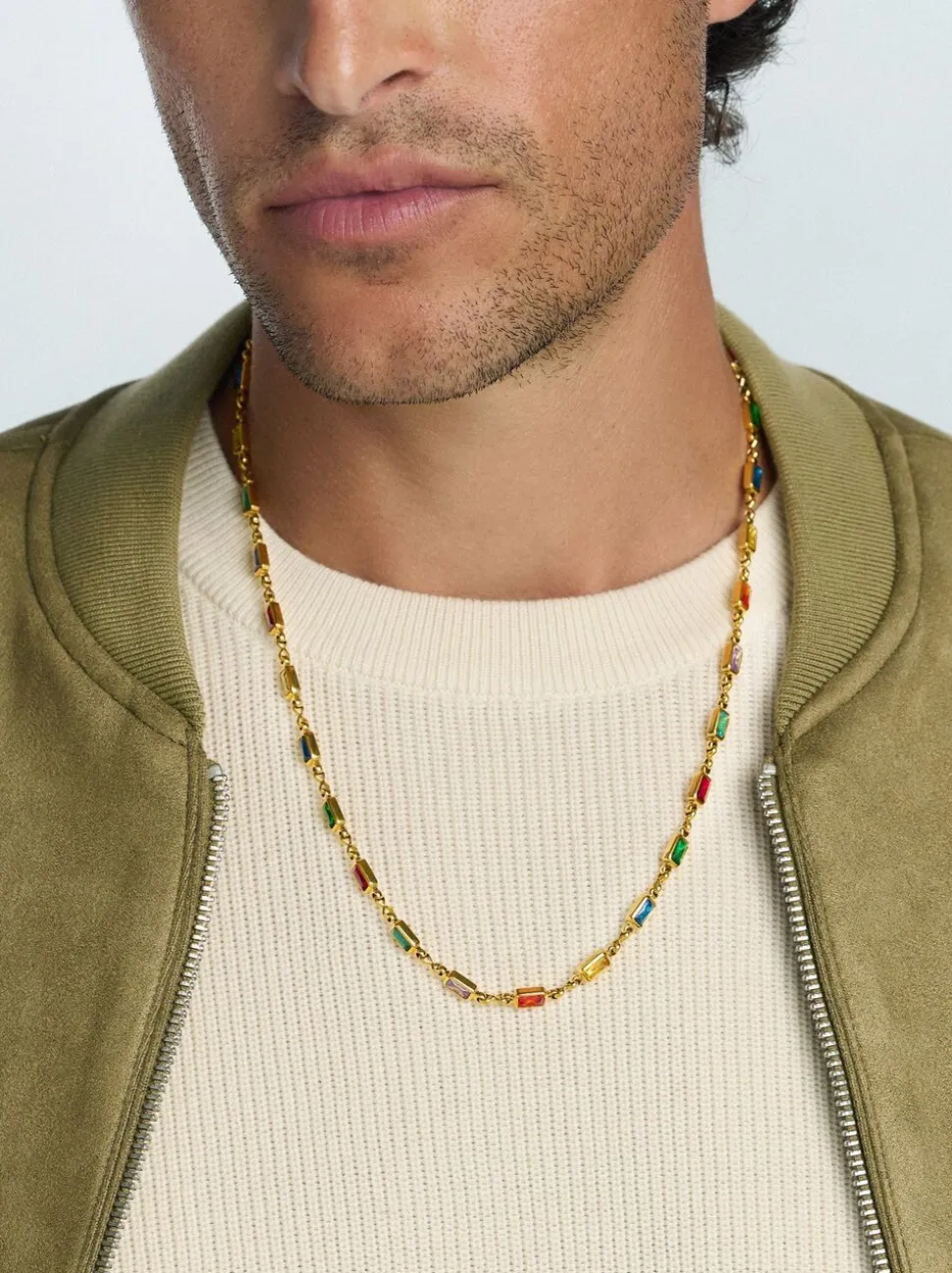 Men's Rectangle Tennis Necklace