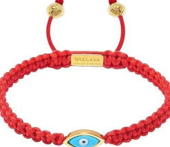 Men's Red String Bracelet with Gold Evil Eye