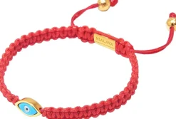 Men's Red String Bracelet with Gold Evil Eye
