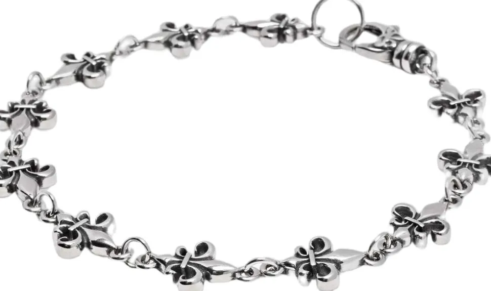 Men's Silver Fleur de Lis Linked Bracelet