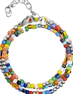 Men's Wrap Bracelet with Assorted Vintage Trifocal Beads and