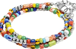 Men's Wrap Bracelet with Assorted Vintage Trifocal Beads and