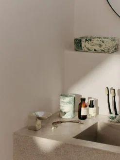 Mist Cotton Pad Holder - Emerald Off-white