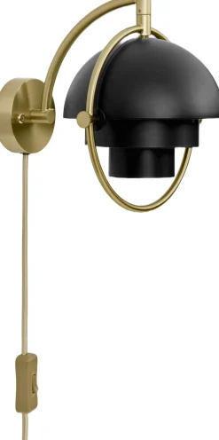 Multi-Lite Wall Lamp, EU Base: Brass, Shade: Black Semi Matt