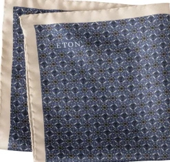 Navy Blue Geometric Silk Pocket Square