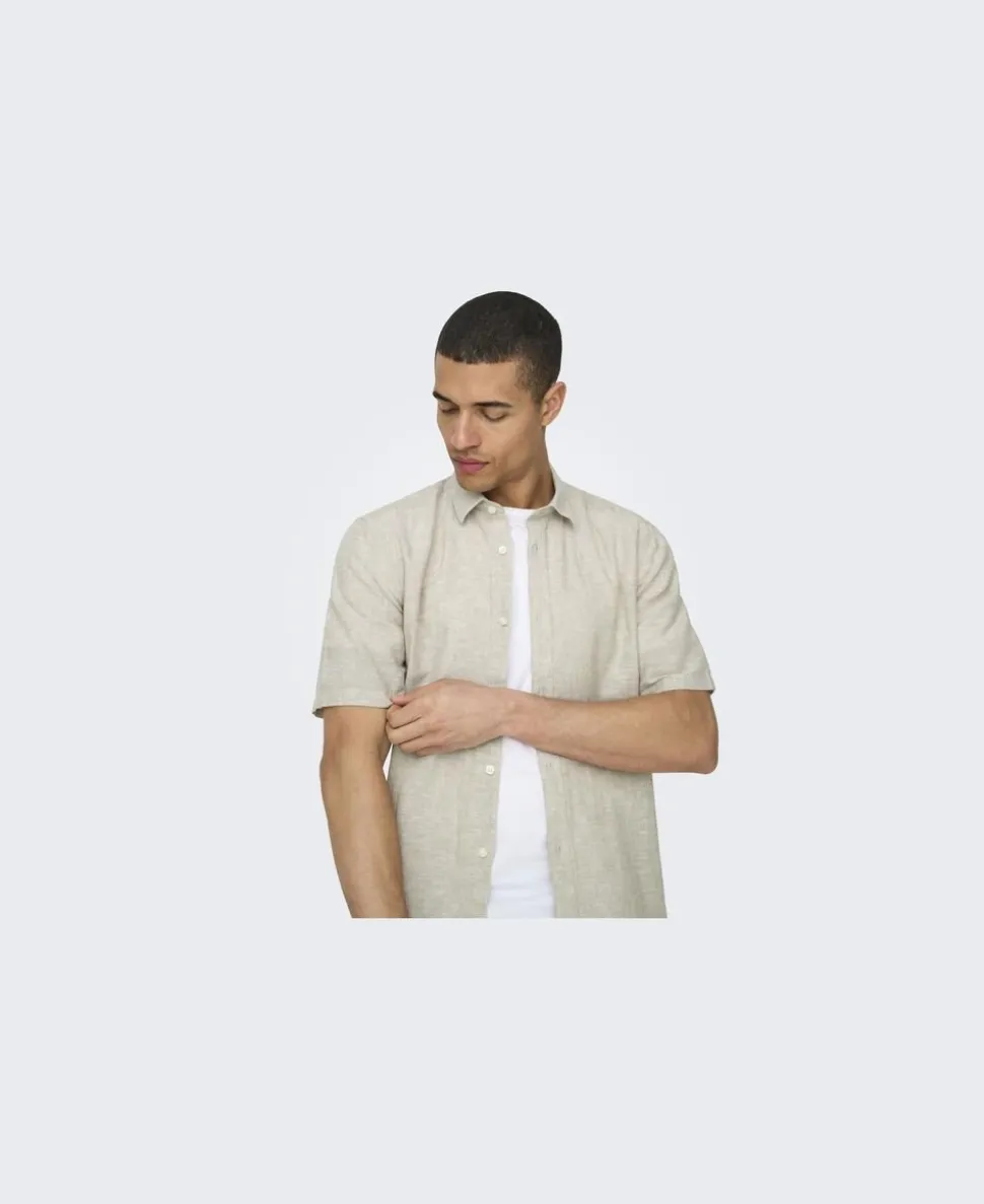 ONSCAIDEN LIFE SS SOLID LINEN SHIRT