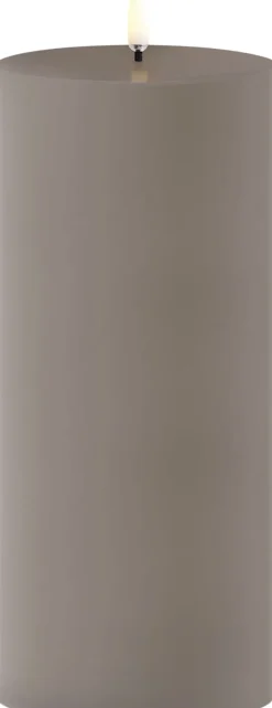 Outdoor LED pillar candle, Sandstone, 8,4x20 cm