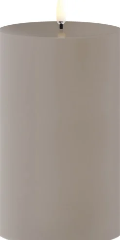 Outdoor LED pillar candle, Sandstone, 8,4x15 cm