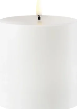Outdoor LED pillar candle, White, 8,4x10 cm